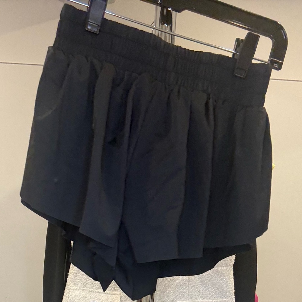 Girls' Black Layered Skort with Elastic Waist